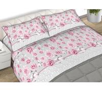 L'Emporio Casa Set Lenzuola Flanella Letto Matrimoniale 100% Caldo Cotone sopra 240x290 + sotto Angoli 160 a180x195 a 200 + 2 Federe 50x80 (Rose Rosa)