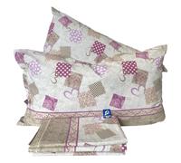 L'Emporio Casa Set Lenzuola Flanella Letto Matrimoniale 100% Caldo Cotone sopra 240x290 + sotto Angoli 160 a180x195 a 200 + 2 Federe 50x80 (Cuori)