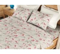 L'Emporio Casa Set Lenzuola Flanella Letto Matrimoniale 100% Caldo Cotone sopra 240x290 + sotto Angoli 160 a180x195 a 200 + 2 Federe 50x80 (Dis.12)