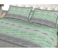 L'Emporio Casa Set Lenzuola Flanella Letto Matrimoniale 100% Caldo Cotone sopra 240x290 + sotto Angoli 160 a180x195 a 200 + 2 Federe 50x80 (Riga Verde)