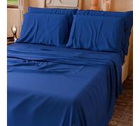 L'Emporio Casa Set Lenzuola Flanella Tinta Unita Letto Matrimoniale Caldo Cotone Invernale Felpate in Flanella Anti-Pilling 100% Cotone, (Blu)