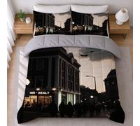 LEMRIXL Trapunta Singola Lussuosa 155x220 cm Strada Nera a2385 | Piumino Senza Copripiumino Carino, Tessuto Morbido, con Motivi 3D, per Camera da Letto Cameretta Bambini, con 2 Federe