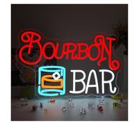 LEMST Luci al Neon Da Parete Decorazione Da Parete Con Luce LED Dimmerabile Per Insegna Al Neon Bourbon Barper Feste A Tema Birra Bistrot 17.3x15.6in