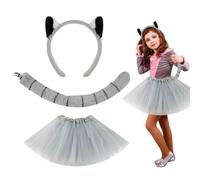 Lemur Costume Set - Plush Iron Polyester Headband 14 x 14 cm with 43 cm