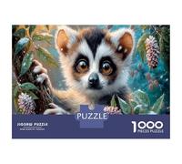Lemure dalla coda ad anelli Puzzle 1000 Pezzi Cartone Spesso Per Anziani Ramo ricoperto di neve Allenamento Cognitivo Miglioramento Memoria, Tempo Libero, Regalo Nonni 70x50cm/1000pcs