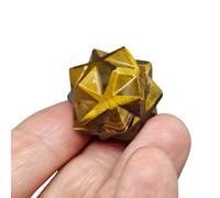 Lemurian 20 Point Merkaba Large Tigers Eye Star Strength Harmony Crystal & Bag