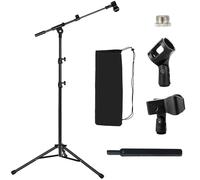 Lemxadd Asta Microfono da Terra a Treppiede con Braccio a Giraffa per Blue Yeti Samson Q2U Fifine K6 AM8, Asta per microfono con Borsa, Adattatore 5/8", 2 Clip e Fascette