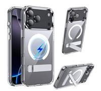 Lemxiee Cover per iphone 17 Pro Max Case con Staffa pieghevole & Anti-impronta & Anti-caduta Custodia in TPU + Acrilico trasparente
