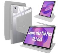 Lemxiee Cover per Lenovo Idea Tab Plus 12.1" Case per supporto rotante & Slot per penna Custodia in pelle PU + Acrilico trasparente