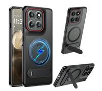 Lemxiee Cover per Motorola Edge 60 Pro Case con Staffa pieghevole & Anti-impronta & Anti-caduta Custodia in silipere flessibile + Acrilico smerigliato