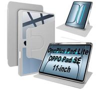 Lemxiee Cover per OnePlus Pad Lite & OPPO Pad SE 11" Case per supporto rotante & Slot per penna Custodia in pelle PU + Acrilico trasparente
