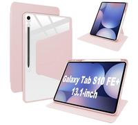 Lemxiee Cover per Samsung Galaxy Tab S10 FE+ & S10 FE Plus 13.1" Case per supporto rotante & Slot per penna Custodia in pelle PU + Acrilico trasparente