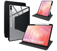 Lemxiee Cover per Samsung Galaxy Tab S11 Ultra 14.6" Case Custodia in pelle PU + Acrilico trasparente per supporto rotante & Slot per penna