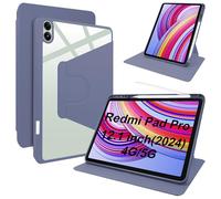 Lemxiee Cover per Xiaomi Redmi Pad Pro & POCO Pad 12.1" Case,Custodia in pelle PU + Acrilico trasparente per supporto rotante & Slot per penna