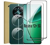 Lemxiee Pellicola Vetro Temperato con Realme 12+ 5G/12 Plus 5G/Realme 12 4G [2+2 Pezzi] Fotocamera Pellicola Protettiva + HD Pellicola Schermo in vetro temperato con Realme 12+ 5G