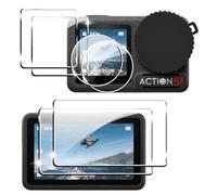 Lemxiee Pellicola Vetro Temperato per DJI Osmo Action 5 Pro Accessori + Copriobiettivo in silicone,Fotocamera Pellicola Protettiva per DJI Osmo Action 5 Pro