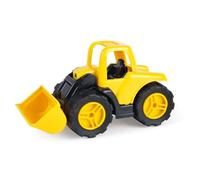 Lena 1262 Workies - Caricatore a pala da 14 cm, in plastica ABS, con pala mobile, pneumatici in gomma, assi in acciaio, veicolo da costruzione per bambini dai 18 mesi, caricatore giallo, nero