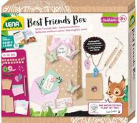 LENA 42833 Eco Craft Set Best Friends Box con 2 braccialetti dell'amicizia con perline e collane con ciondolo a forma di cuore, sacchetti regalo, biglietti regalo e libretto di accompagnamento Plant