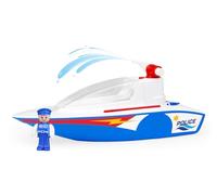 LENA - BOAZZ barca della polizia 36 cm, barca giocattolo per interni ed esterni, a partire dai 2 anni, con serbatoio dell'acqua e funzione spray