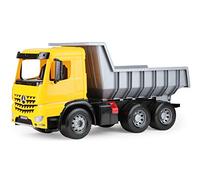 Lena- Giga Truck Mercedes-Benz Autocarro Ribaltabile Camion della Spazzatura, Colore Giallo/Nero, ca. 63 cm, 02064