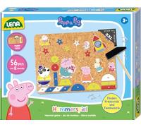 Lena® Gioco del Martello Peppa Pig - Set Creativo con 44 Piastrelle Colorate, Martello, Chiodi e Piastra in Sughero, dai 3 Anni