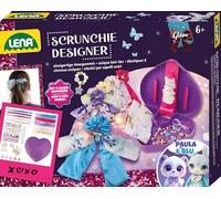 Lena Glam Scrunchies - Set creativo per ragazze con tessuto, elastico, 5 charms, scatola a forma di cuore e materiale da cucito, set regalo per bambini dai 6 anni in su