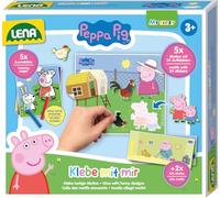 LENA - Incolla con me Peppa Pig - Set Completo con Adesivi e 2 Grandi Motivi di Peppa Pig, dai 3 Anni