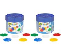 LENA Rondi - Secchiello con Mattoncini, 55 pezzi, 45mm, Colori Assortiti, [importato dalla Germania] (Confezione da 2)