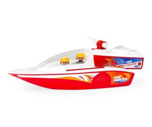 LENA - Set BOAZZ e Boaties barca di fuoco 41 cm, funzione spray e due figure di gioco, adatto per uso interno ed esterno, a partire dai 2 anni di età