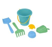 LENA® Set da spiaggia 6 pezzi - Secchiello Ø 16 cm (1,4 L), paletta, rastrello, 3 formine, dai 12 mesi, colori assortiti, certificato TÜV, Made in Europe