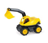 Lena 1261 Workies Escavatore 13 cm, veicolo da cantiere in plastica ABS, con pneumatici in gomma e assi in acciaio zincato, escavatore a pala per ragazze e ragazzi dai 18 mesi, giallo, nero