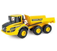 Lena Worxx 4616 Volvo A25G, camion ribaltabile in plastica ABS con pneumatici e assi in acciaio, veicolo da costruzione con sterzo curvo, ribaltabile per bambini dai 3 anni in su, colore giallo