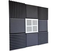 Lenacustica Kit Pannelli Fonoassorbenti, 9 Pannelli 50x50x5cm, 1 Ibrido + 4 Elegance + 4 Monopiramidali, Nero (Style)