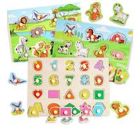 lenbest 3 Pezzi Puzzle Legno Bambini 2 3 4 - Giochi Bambini 2 3 Anni - Giochi Montessori 1 Anno - Giochi Educativi 2 3 Anni - Giochi in Legno - Giochi Bambina