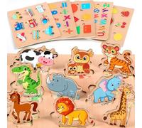 lenbest 6 Pezzi Puzzle Legno - Giochi Bambini - Giochi Montessori - Giochi Educativi - Giochi Giocattoli Gioco Bambini Bambino Bambina 2 3 Anni Femmina Maschio - Regalo Pasqua
