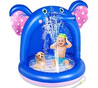 lenbest Piscina per Bambini, Piscina Gonfiabile Neonato Piccoli con Fondo Gonfiabile da Giardino e Copertura Parasole Spruzzo & Spruzzi Play Baby Pool Giocattoli Estivi per Bambini (Elefante)