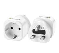 LENCENT 2 Pezzi Adattatore Presa Inglese da Viaggio, Presa Europeo a Regno Unito, Adattatore Spina Tipo G per Regno Unito, Irlanda, Dubai, Mauritius, Singapore, Adattatore Spina a Muro -Bianco