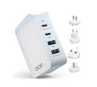 LENCENT 45W Caricatore da Parete Multiplo USB, Adattatore da Viaggio con 2 PD Tipo-C + 2 USB, Caricatore USB in Tutto il Mondo per EU UK USA AUS, Spina Internazionale per Telefono, Tablet, Laptop