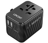 LENCENT Adattatore da Viaggio Internazionale, Adattatore Presa Universale con 5.6A 3 Porte USB C e 2 USB A, Caricatore da Muro per Viaggio In Tutto il Mondo per EU a UK USA AUS (Tipo C/G/A/I)-Nero