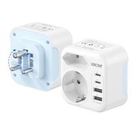 LENCENT Adattatore da viaggio pieghevole in adattatore di rete India, Germania, adattatore tipo D, spina da viaggio con 2 connettori USB-C 2 USB-A, adattatore per India, prese Nepal