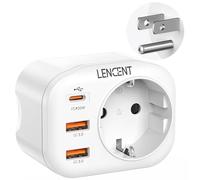 LENCENT Adattatore Presa Americana da Europa, Spina Elettrica da Viaggio con 2 USB QC3,0 + 1 Type-C PD Ricarica Rapida, Adattatore Corrente Tipo B a Muro per USA, Canada, Messico, Colombia