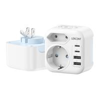 LENCENT Adattatore Presa Giappone da Viaggio, Adattatore EU a Giappone, Spina Pieghevole con Caricatore USB, Adattatore Spina Tipo A per Stati Uniti, Giappone, Canada, Messico, Thailandia