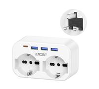 LENCENT Adattatore Presa Inglese da Viaggio, 6 in 1 Spina Tipo G con 2 Prese CA e 3 USB e 1 USB-C, 3250W Adattatore Presa UK per Viaggiare in Regno Unito, Irlanda, Dubai, Maldive, Scozia, Singapore