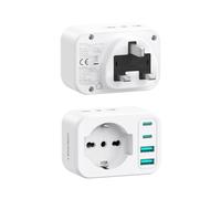 LENCENT Adattatore Presa Inglese da Viaggio, 7 in 1 Spina Tipo G con 1 Presa Schuko e 2 Prese IT e 4 Porte USB, Presa UK da Viaggio per Regno Unito, Irlanda, Dubai, Maldive, Malta, Scozia -3250W