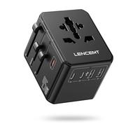 LENCENT Adattatore Spina da Vigaggio, 45W Presa Caricatore Internazionale con 1 USB e 2 USB-C PD Ricarica Rapida, Adattatore Universale per Telefono, Tablet, Portatili, Spina Tipo A/C/G/I