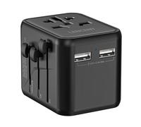 LENCENT Adattatore Spina Universale, Presa Internazionale con 2 Porte USB, Caricatore Spina da Viaggio per Europa, Stati Uniti, Canada, Regno Unito e Australia, Mini & Compatto, per 200+ Paesi -Nero