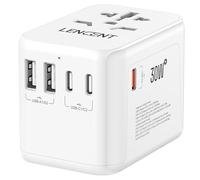 LENCENT Adattatore Universale da Viaggio, GaN III 30W Caricatore USB C Rapido per Telefono, Laptop, Adattatore Presa con 5 Porte USB, Spina di Tipo A/C/G/I per 170+ Paesi, Viaggio in UK EU US AUS