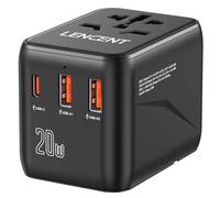 LENCENT Adattatore Universale da Viaggio, PD20W Caricatore con 2 Porte USB
