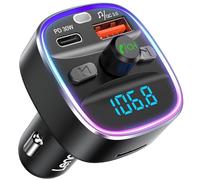 LENCENT Bluetooth 5.4 Trasmettitore FM Adattatore Auto 48W [PD 30W & 18W] [7 Colori Luce] [Ricarica Rapida] Adattatore Musicale Radio Wireless Chiamate in Vivavoce, Supporto Chiavetta USB & Scheda TF
