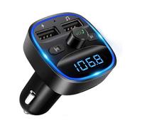 Lencent Bluetooth Fm Transmitter Car Adapter Bluetooth Transmitter for Car Radio, Hands-free Kit, 2 Usb Ports, Supports Sd Card Usb Sticks